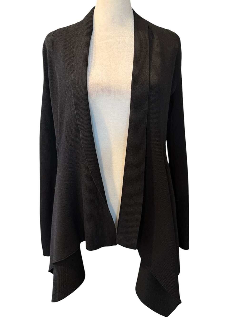 Elie Tahari Black Open Front Drape Knit Cardigan Small NWT